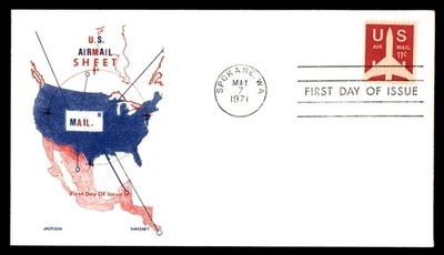Mayfairstamps US FDC 1971 Air Mail Plane Map First Day Cover aau_41719 - Image 1 of 2