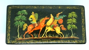 RUSSISCHE PALEKH HANDBEMALTE LACKDOSE DAS DUELL - Bild 1 von 7