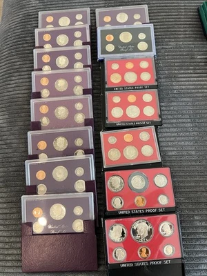 Lot of (15) US Mint Proof Sets 1978 - 1992 Uncirculated 79 Coins Total - Image 1 of 4