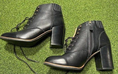 Botines Franco Sarto Savor para mujer de cuero negro con cordones talla 10 M cremallera en bloque Foto 1 de 4