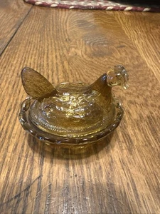 Rare Miniature Vintage Portieux Glass Chicken Hen On Nest Portieux Vallerysthal - Picture 1 of 23