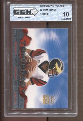 2000 Tom Brady Crown Royale #2 Gem Estado perfeito 10 RC Rookie Patriots Buccaneers - Imagem 1 de 2