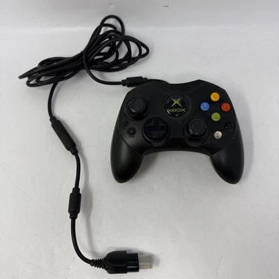 Probado Original Xbox OEM S Tipo Negro OG Controlador con Cable Breakaway Foto 1 de 4