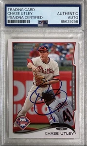2014 Topps #502 Chase Utley Signed Card Philadelphia Phillies PSA/DNA - Picture 1 of 2