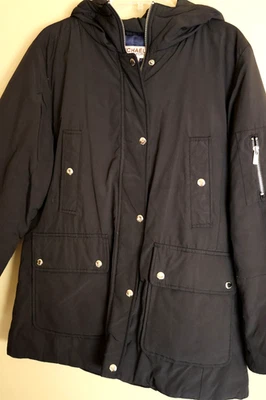 迈克高仕冬季黑色蓝色L外套连帽热温控制夹克 — 第 1/4 张图片