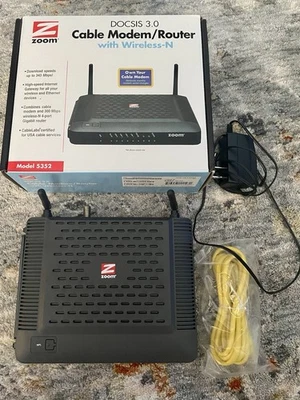 Zoom 5352 DOCSIS 343 Mbps Cable Modem/Router with Wireless-N & Gigabit Ethernet - Image 1 of 2