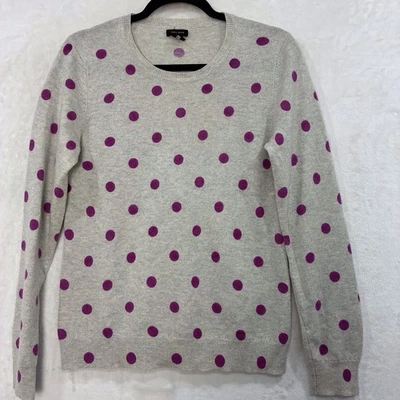 Suéter Only Mine Cashmere 100 % 2 capas para mujer L lunares manga larga gris púrpura Foto 1 de 4