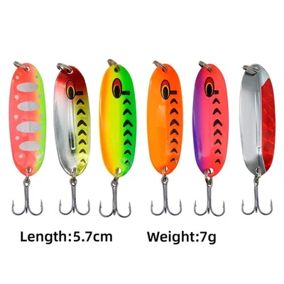 8pcs Fishing Lure Metal Crankbait Spoon Spinner baits With Treble Hooks 5.7cm/7g - Image 1 of 4