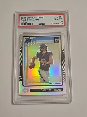 2024 Panini Donruss Optic Caleb Williams RC 201 Rated Rookie Silver Holo PSA 10 - Image 1 of 2