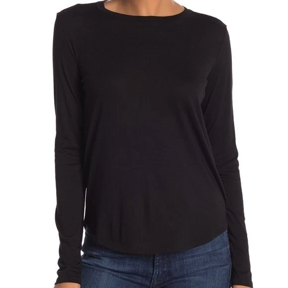 Vince Little Boy Black Long Sleeve Crew Neck Tee T-shirt Top Small