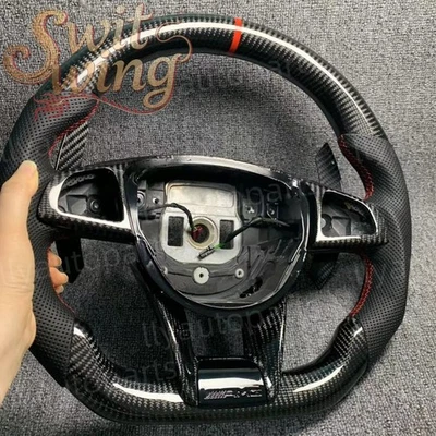 Volante de fibra de carbono para Mercedes-Benz AMG C43 C63 S63 W205 W176 con paleta Foto 1 de 4