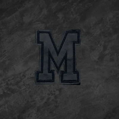 Black Faux Leather Letter M Patch Sew On Embroidered Alphabet Applique - Image 1 of 4