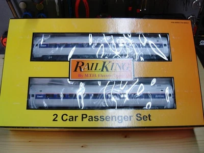 MTH Rail King O Gauge 2-Car Amtrak Amfleet Set 30-6504 - Image 1 of 4