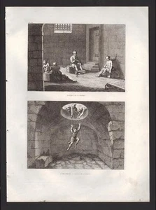 Divers type de prison pour le supplice des infideles GRAVURE DE 1844 - Imagen 1 de 1
