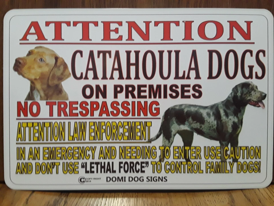 Metal Warning Attention Catahoula Dogs Sign For FENCE ,Beware Of Dog 8"x12" - Image 1 of 1