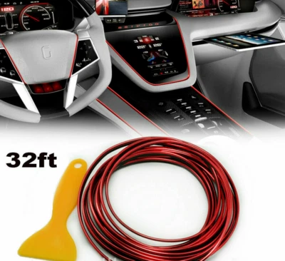 Red Car 16ft 5M Interior Edge Gap Line Moulding Trim Molding Strip Auto Decor US - Image 1 of 4
