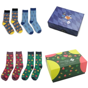 Bavarian Caps 2-Pack Sock Box Delicacies & Schafkopf Leisure Socks Bavarian New - Picture 1 of 13