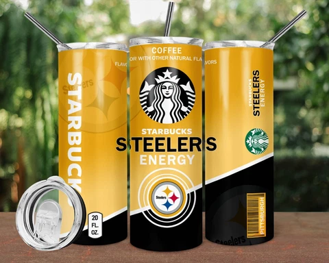 20oz Pittsburgh Steelers Starbucks insulated tumbler with box lid and straw Cover