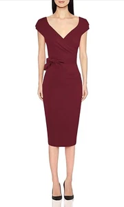 MUXXN Womens Vintage 1950’s Style Wrap V Neck Tie Waist, Cocktail Dress, Small - Picture 1 of 5