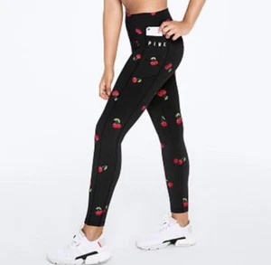 VS VICTORIAS SECRET PINK ULTIMATE HIGH WAIST LEGGING PANT SWEATS BLACK CHERRY L - Picture 1 of 5