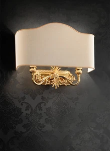 Messing Wandleuchte gold glänzend mit klassischem Lampenschirm MS-368 - Bild 1 von 1