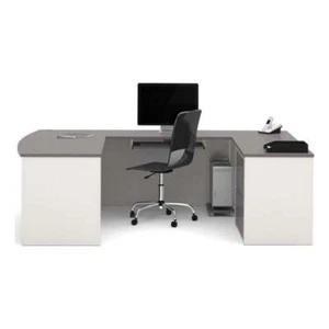 Bestar Connexion U-Shape Home Office Set Pedestal in Sandstone and Slate - Picture 1 of 4