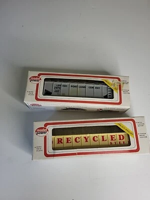 2 MODEL POWER HO SCALE FREIGHT CARS RECYCLED STEEL PORTLAND CEMENT - Image 1 of 4