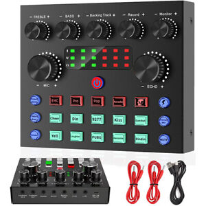 Blutooth Audio Mixer Live Sound Card V8S for Live Streaming Broadcast Recording