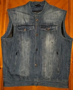 Speed and Strength Vest Men's L Blue Soul Shaker Denim Motorcycle Riding - Picture 1 of 7
