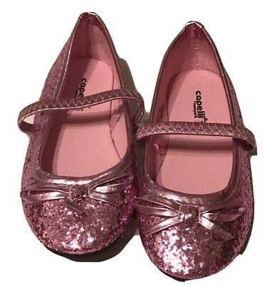 NWT Girls Capelli Pink Glitter Shoes size 6 7 Halloween Flats B - Image 1 of 4
