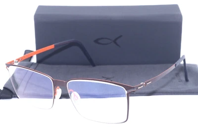 NEW BLACKFIN RAMSEY BF 724 COL. 526 BROWN ON ORANGE TITANIUM EYEGLASSES 54-15