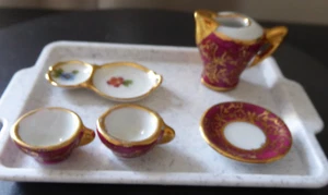 VTG LIMOGES Mini Doll House 5 Pieces of China Pitcher, 2 Cups, 1 Saucer, 1 Tray - Picture 1 of 14