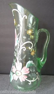 ANTIGUA JARRA/JARRA DE LIMONADA ESMALTADA A MANO VERDE HIELO DUGAN 13 - Imagen 1 de 10