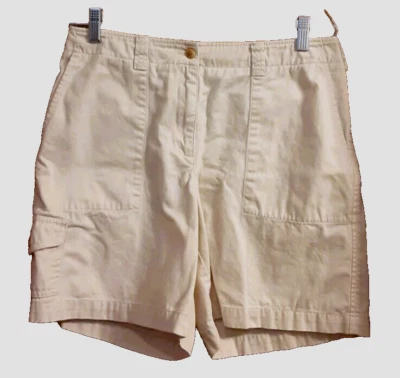 Lauren Ralph Lauren Tan Cargo Shorts Pockets Front Zip Misses Size 8 - Image 1 of 4