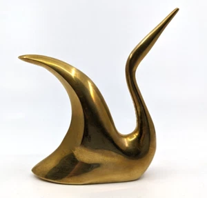 Massives Messing Vogelkran Reiher MCM Figur Briefbeschwerer - Bild 1 von 7