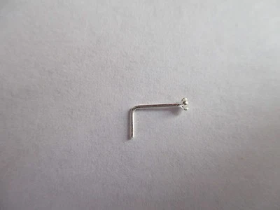 Piercing corporal calibre 22 piedra 1 mm perno nariz plata de ley forma L muy pequeño  Foto 1 de 4