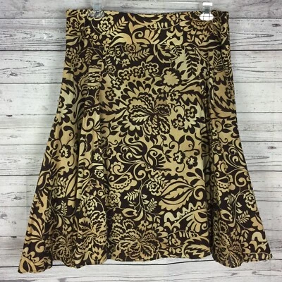 Falda Jones New York Sport Signature línea A para mujer talla 16 marrón tostado forrada floral Foto 1 de 4