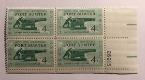 1961 Block of 4 cent Fort Sumter Stamps - Picture 1 of 2