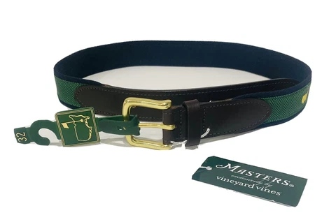 MASTERS LEATHER GREEN BELT SIZE 32 AUGUSTA NATIONAL GOLF Ships Fast Cover