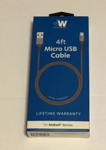 Just Wireless 4 ft Micro USB Cable for Android Devices Lifetime Warranty New - Picture 1 of 6