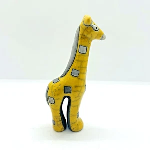 Südafrikanische Raku Kunstkeramik Giraffe Figur gemarkt 4,75” x 2,25” - Bild 1 von 8