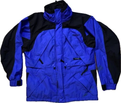 Marmot Gore Tex Jacket Men's M Blue Full Zip Parka Outdoors Rain Hiking NO HOOD! - Image 1 of 4