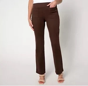 Belle Kim Gravel Petite TripleLuxe Twill Baby Boot Cut Jean Hot Fudge Plus 18 - Picture 1 of 7