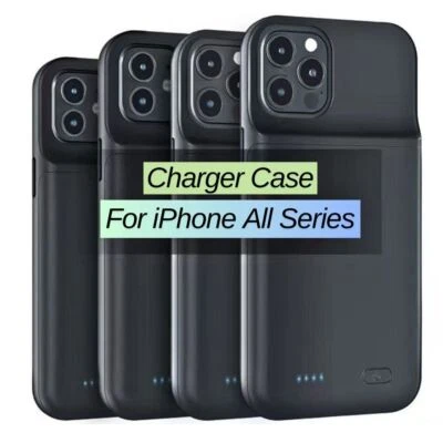 Battery Charger Case Power Bank Charging Cover For iPhone 16 15 14 13 12 11 XR 8 - Image 1 of 4