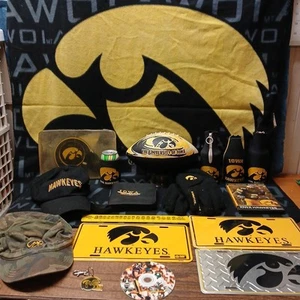 Iowa Hawkeyes Lot Mostly Vintage Football Hats Blanket Ruler Koozies Gloves Dvds - Picture 1 of 24