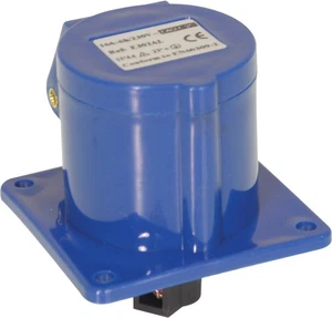 230V Blue 16A 3 Contact High Current Straight Outlet Panel Mount - Picture 1 of 3
