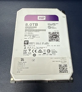 WD Purple 8TB 5400RPM SATA 6Gb/s 3.5" Surveillance HDD WD80PUZX - Low Hours - Afbeelding 1 van 2