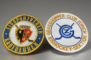 Lot of 2 German Ice Hockey Patches Eissportverein Kaufbeuren Grasshopper Club - Picture 1 of 7