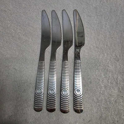 Juego de 4 cuchillos de cena de diseño circular retro cubiertos de acero inoxidable Ikea Vinjett Foto 1 de 4