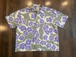 Nike NAOMI OSAKA Oversized Green Purple Floral Tropical Hawaiian Shirt Large - Picture 1 of 4
